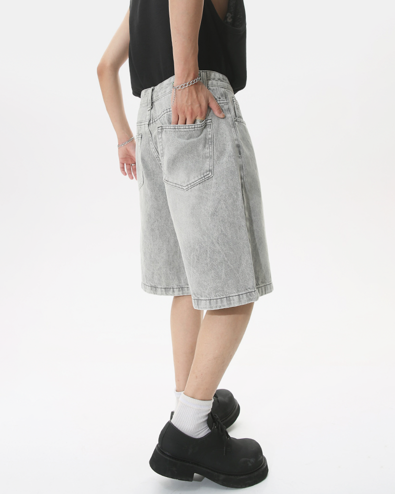 OFFSEAL Men's Gray Denim Shorts