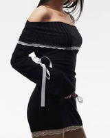 OFFSEAL Off The Shoulder Long-Sleeve Mini Dress