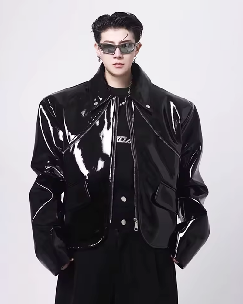 OFFSEAL Y2K Men's Patent Leather Jacket