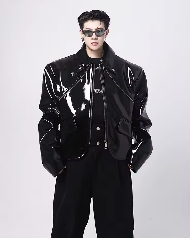OFFSEAL Y2K Men's Patent Leather Jacket