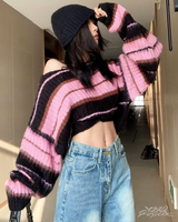 OFFSEAL Pink And Black Sweater