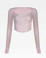 OFFSEAL Y2K Pink Lace Trim Top