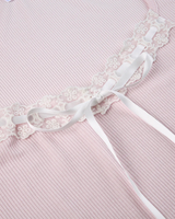 OFFSEAL Y2K Pink Lace Trim Top