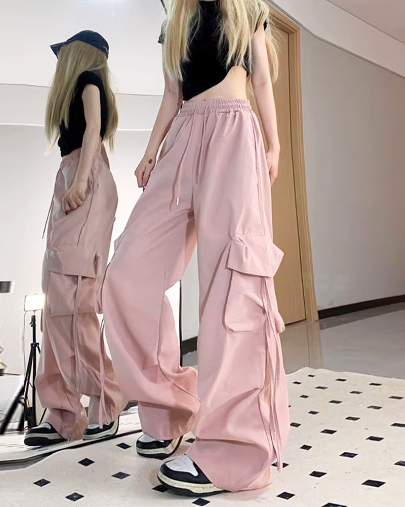 OFFSEAL Y2K Pink Parachute Pants