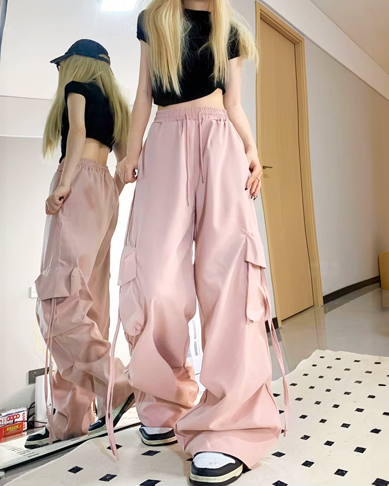 OFFSEAL Y2K Pink Parachute Pants
