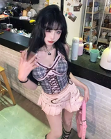 OFFSEAL Y2K Pink Pleated Mini Skirt