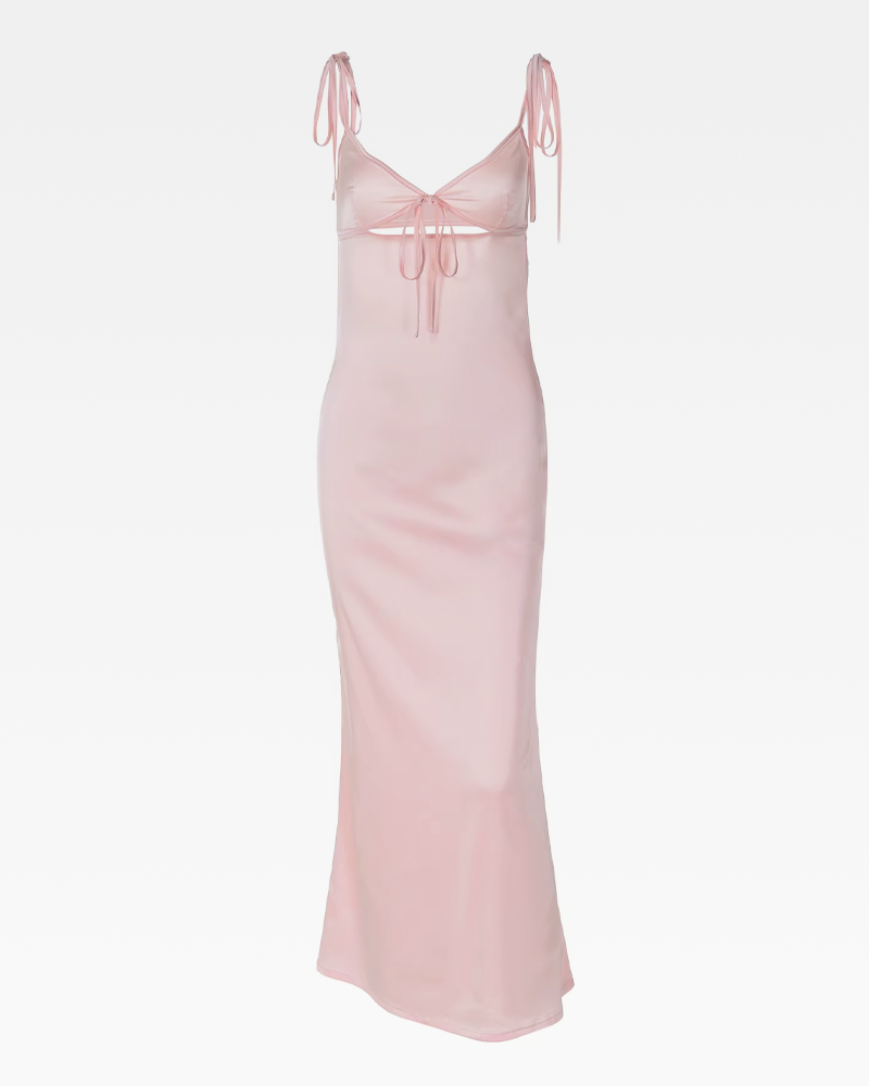 OFFSEAL Pink Satin Slip Dress