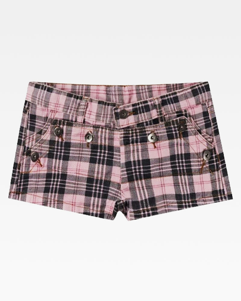 OFFSEAL Plaid Denim Shorts