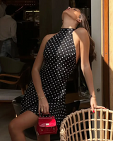 OFFSEAL Polka Dot Halter Dress