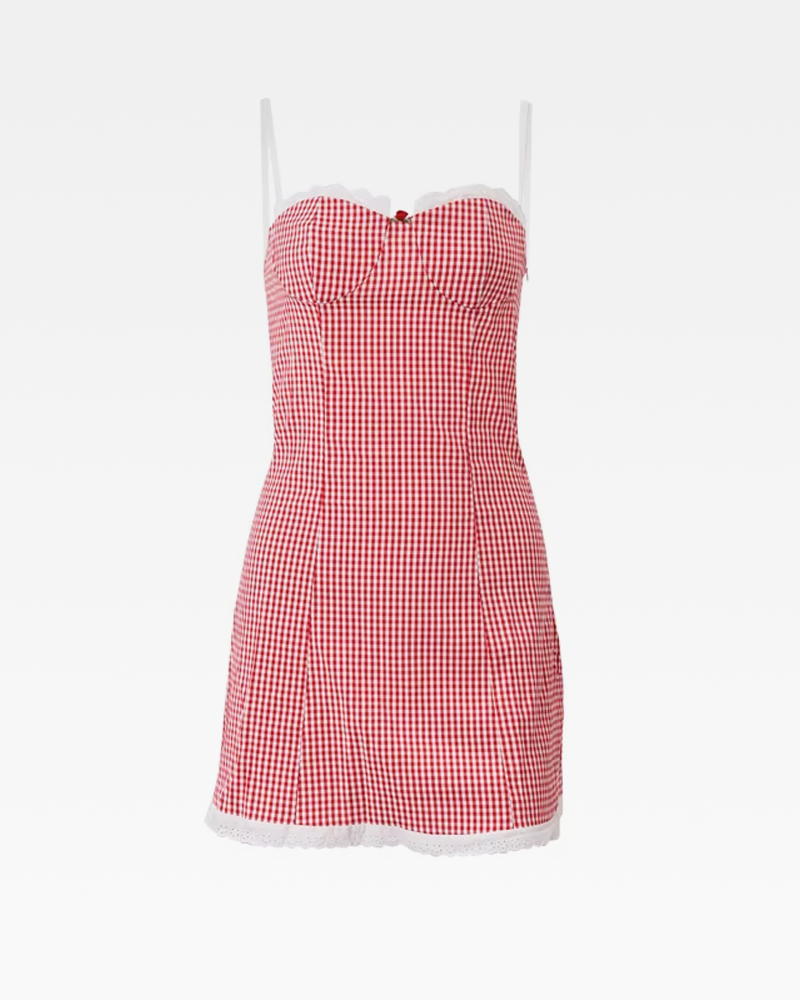 OFFSEAL Red Gingham Mini Dress