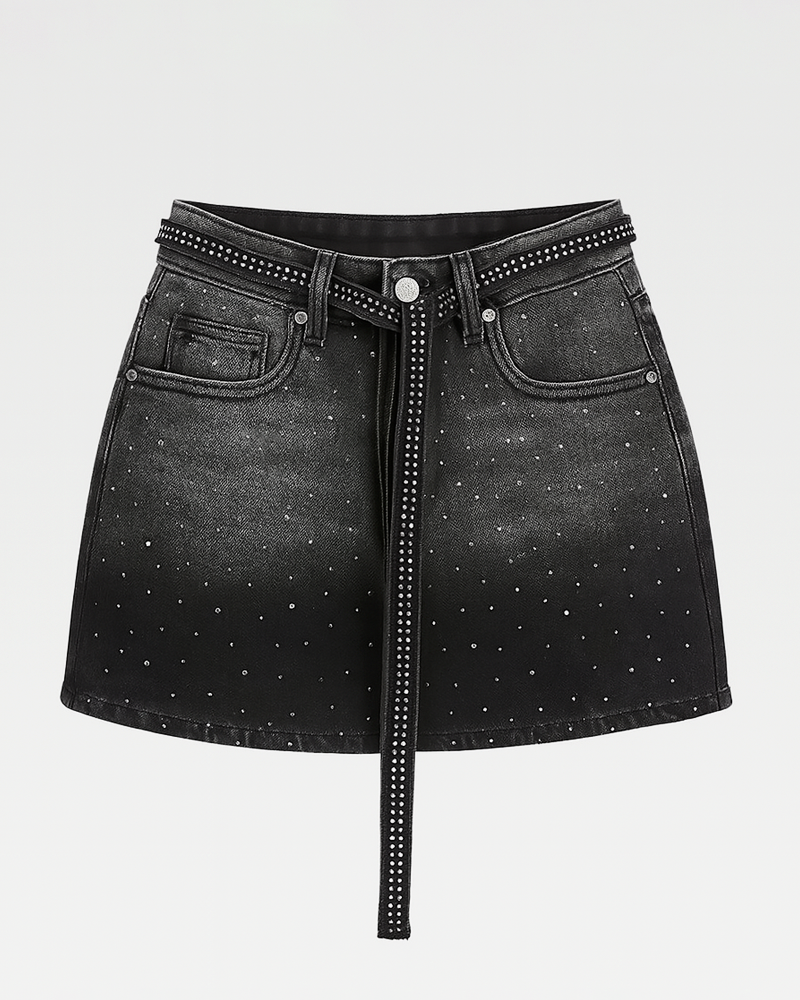 OFFSEAL Rhinestone Denim Skirt