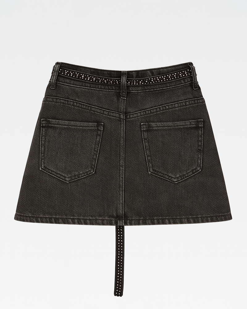 OFFSEAL Rhinestone Denim Skirt
