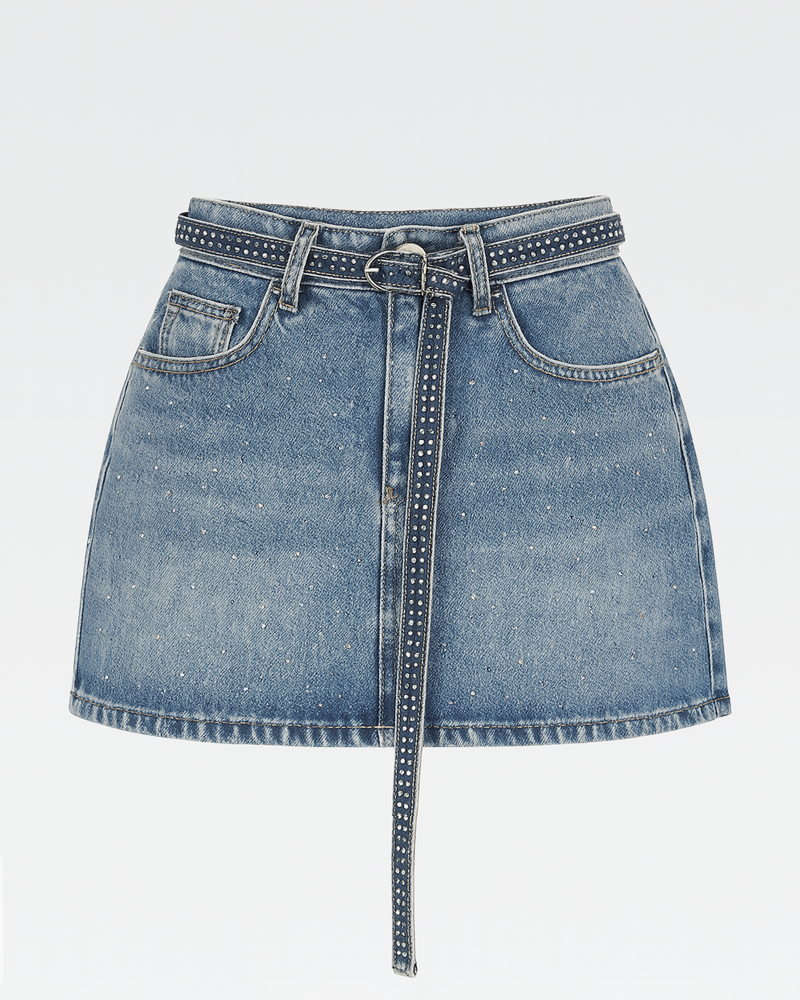 OFFSEAL Rhinestone Denim Skirt