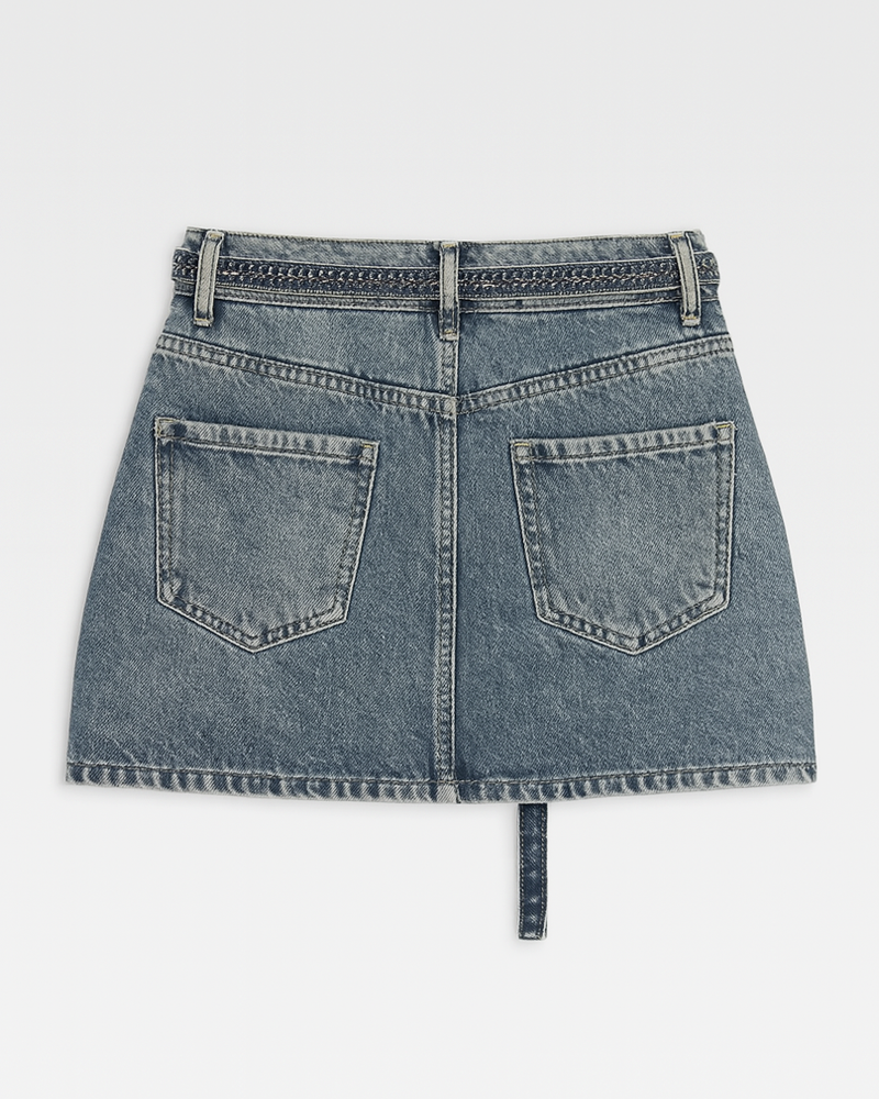 OFFSEAL Rhinestone Denim Skirt