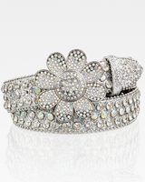 OFFSEAL Rhinestone Flower Belt