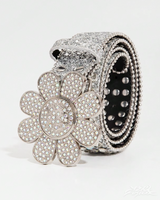 OFFSEAL Rhinestone Flower Belt