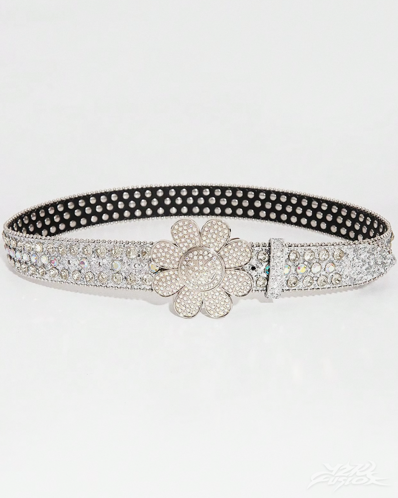 OFFSEAL Rhinestone Flower Belt