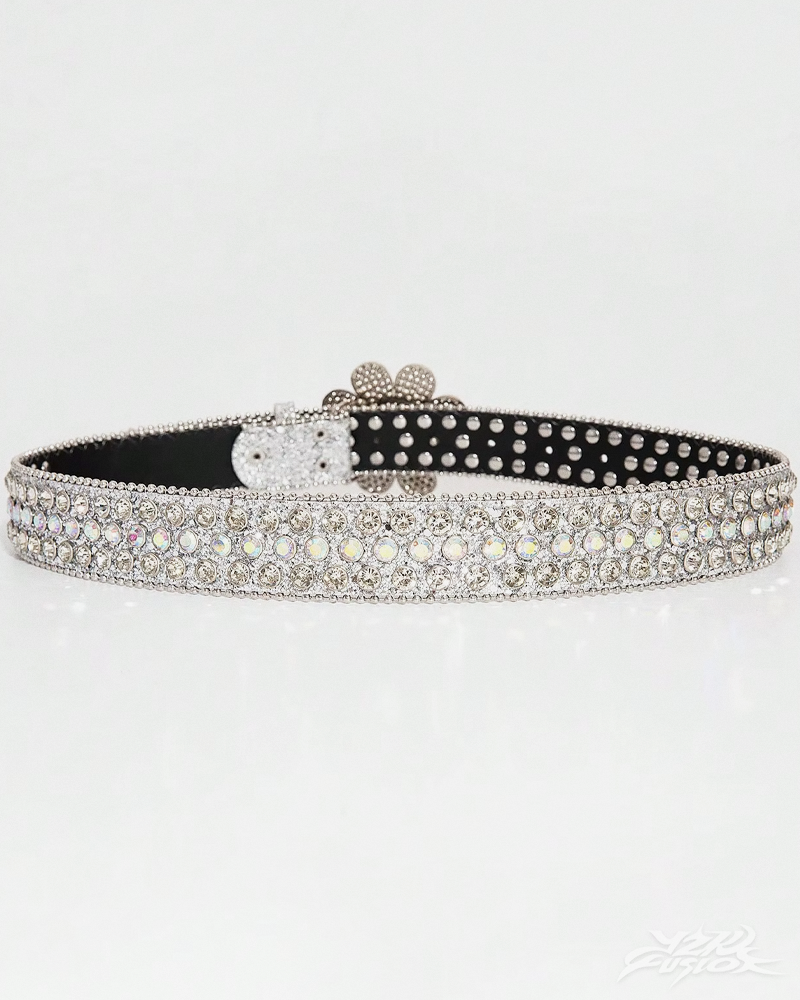 OFFSEAL Rhinestone Flower Belt