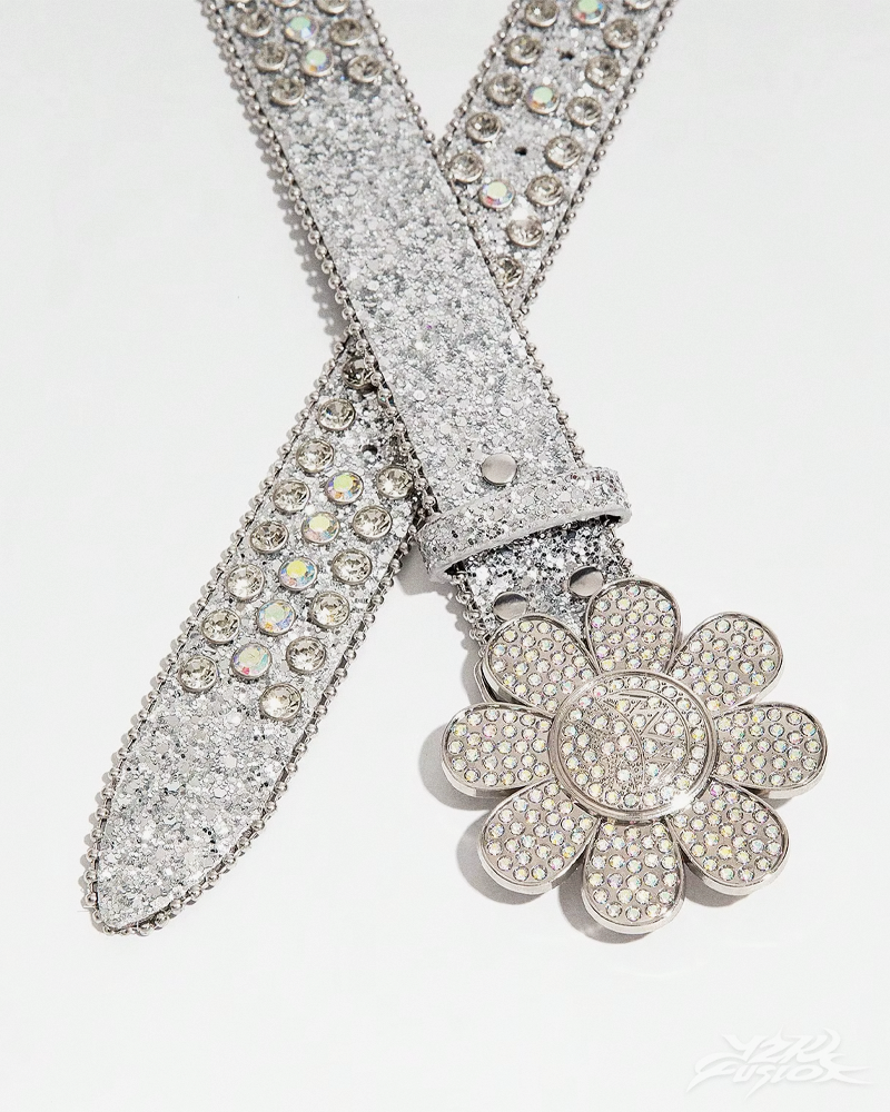 OFFSEAL Rhinestone Flower Belt