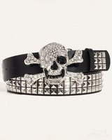 OFFSEAL Rhinestone Skull Belt 2