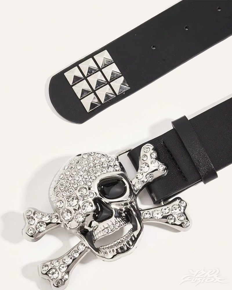 OFFSEAL Rhinestone Skull Belt 2