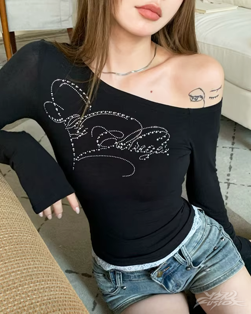OFFSEAL Y2K Rhinestone Top