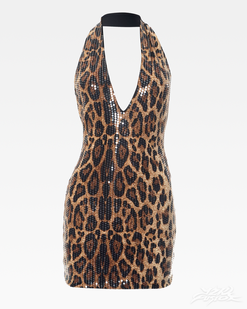 OFFSEAL Sequin Leopard Mini Dress