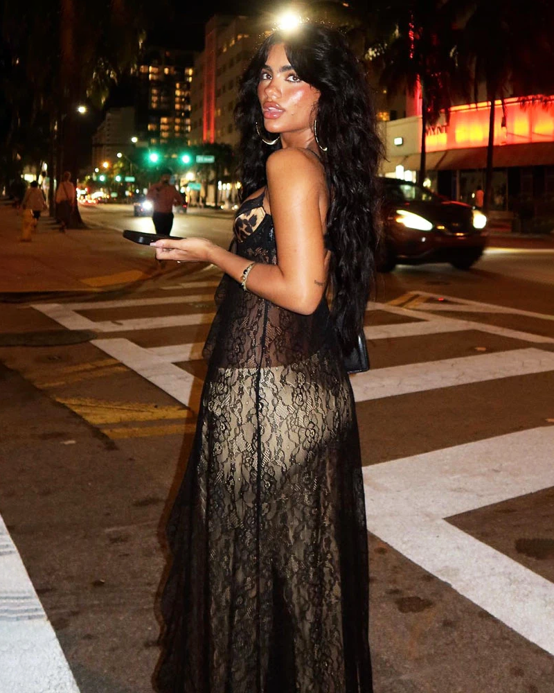 OFFSEAL Black Sheer Lace Dress