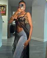 OFFSEAL Black Sheer Lace Dress