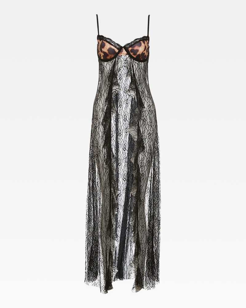 OFFSEAL Black Sheer Lace Dress