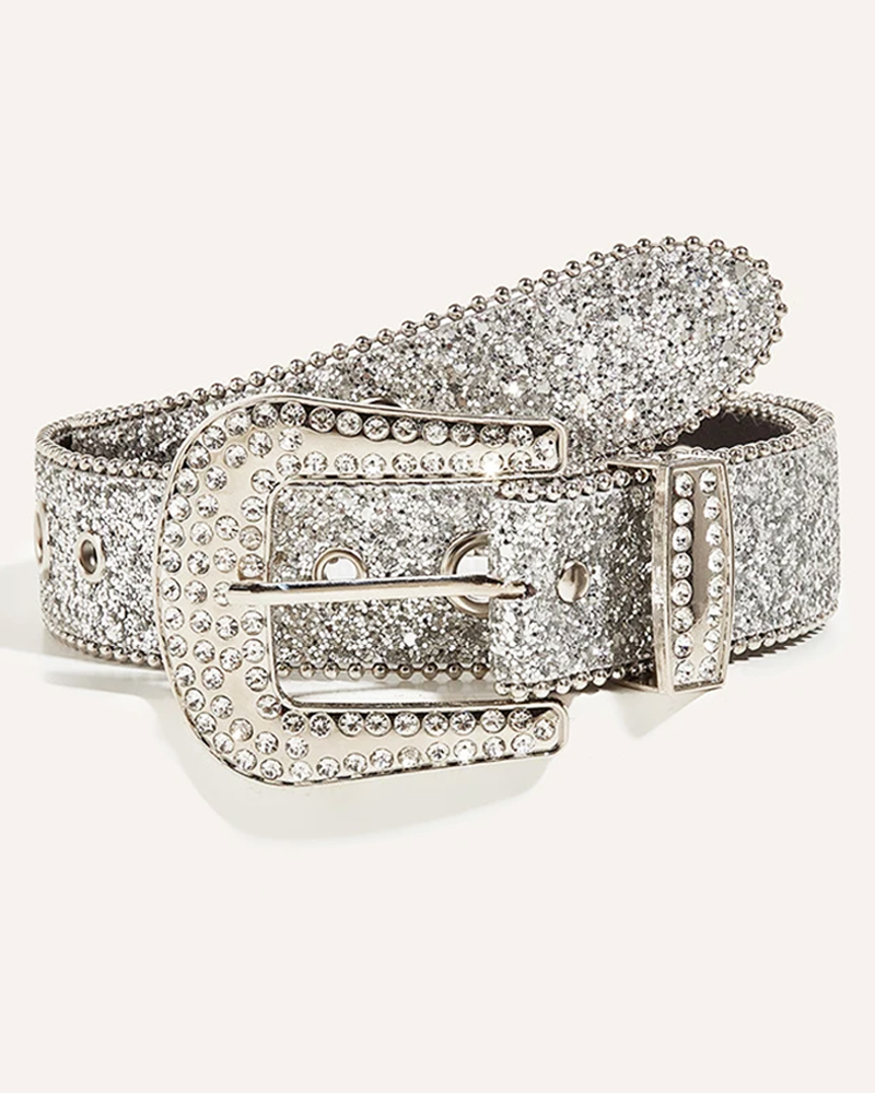 OFFSEAL Silver Rhinestone Belt