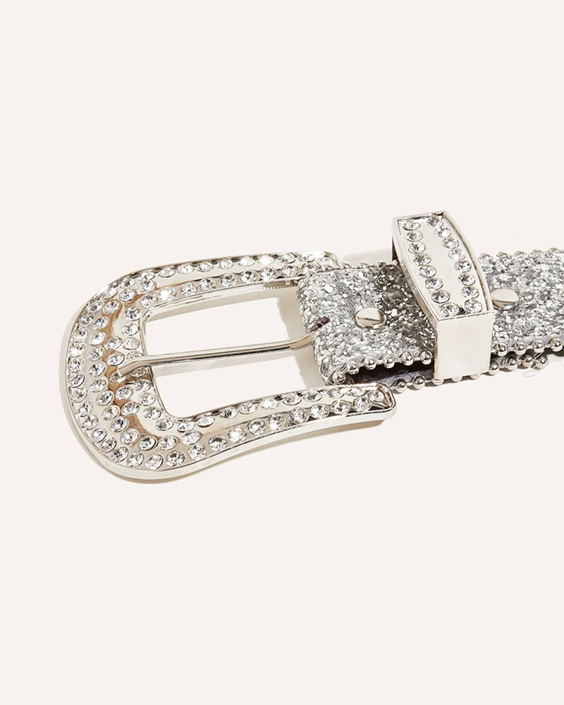 OFFSEAL Silver Rhinestone Belt