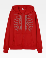 OFFSEAL Skeleton Rhinestone Hoodie