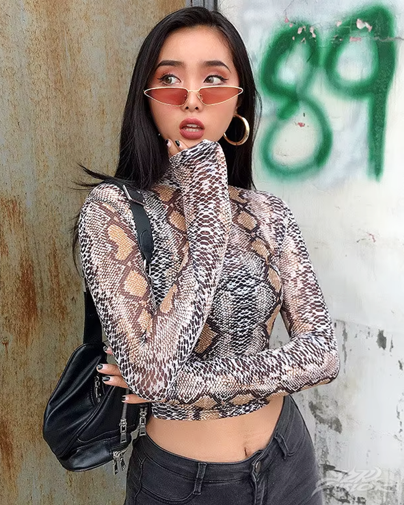 OFFSEAL Snake Print Top