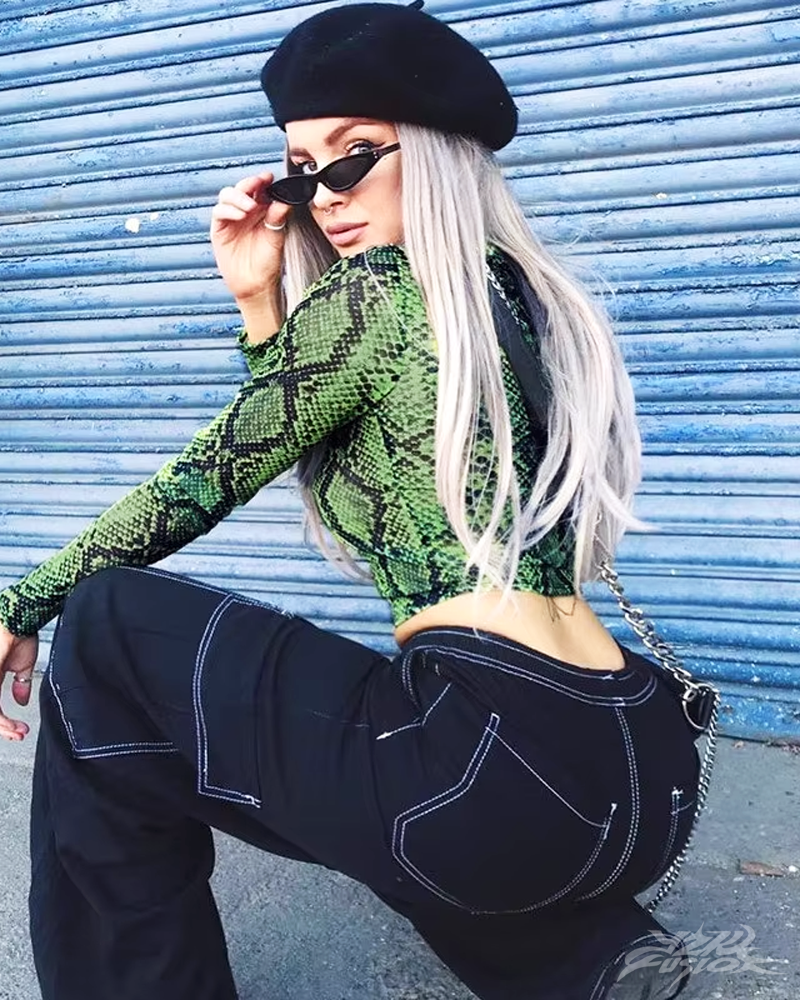 OFFSEAL Snake Print Top