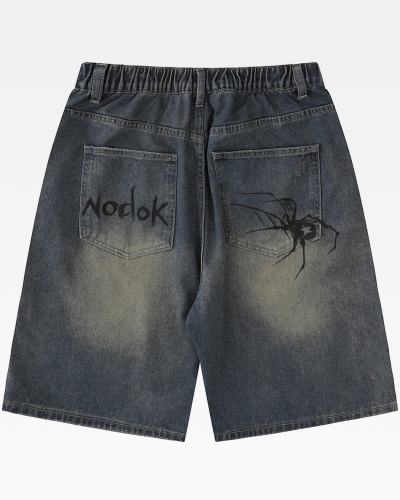 OFFSEAL Spider Denim Shorts