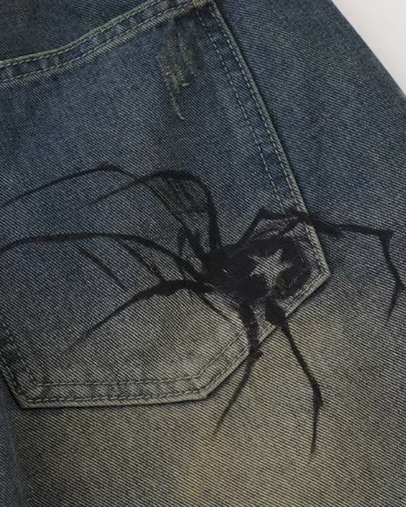 OFFSEAL Spider Denim Shorts
