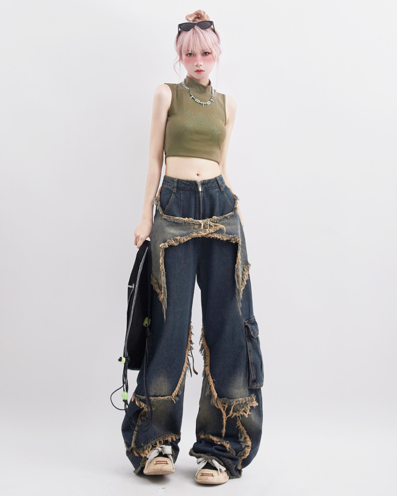 OFFSEAL Y2K Star Detail Jeans