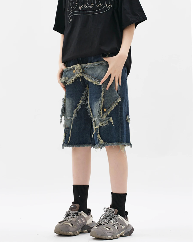 OFFSEAL Star Shorts Denim