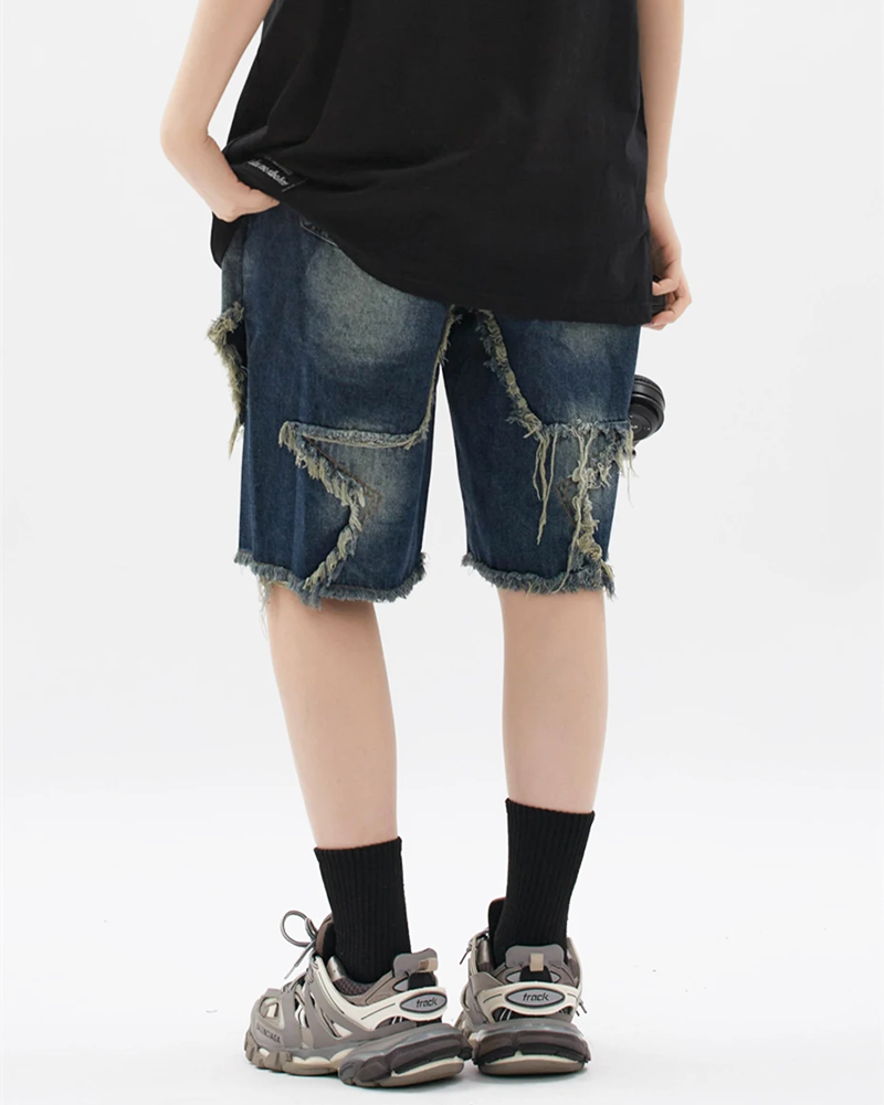 OFFSEAL Star Shorts Denim