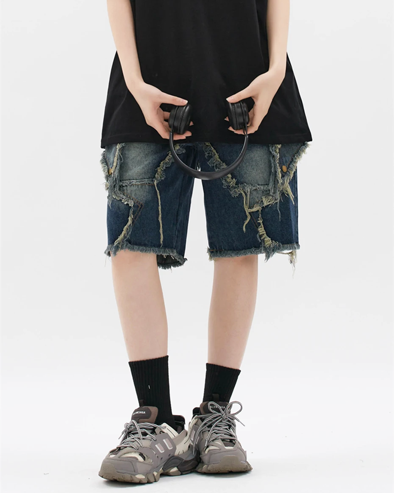 OFFSEAL Star Shorts Denim