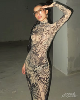 OFFSEAL Tattoo Print Maxi Dress