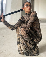 OFFSEAL Tattoo Print Maxi Dress