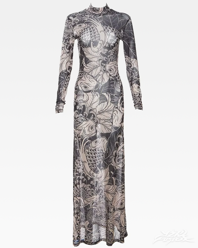 OFFSEAL Tattoo Print Maxi Dress