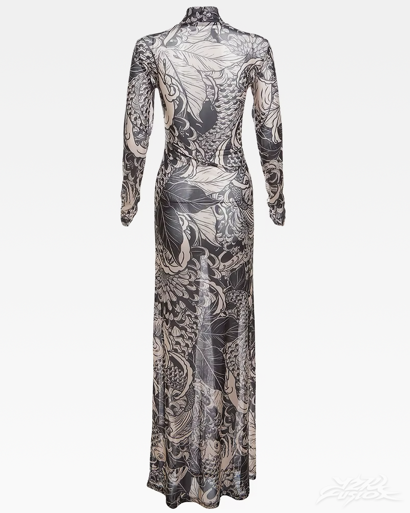 OFFSEAL Tattoo Print Maxi Dress
