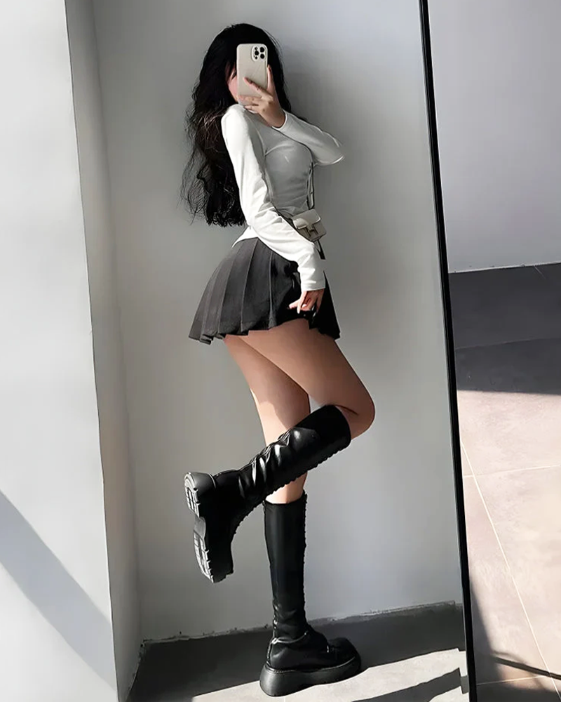 OFFSEAL Tennis Pleated Mini Skirt
