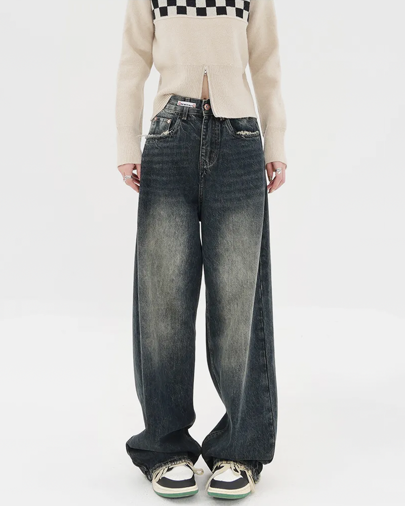 OFFSEAL Washed Baggy Jeans
