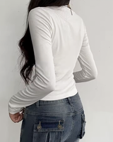 OFFSEAL Y2K White Crop Top Lace Trim