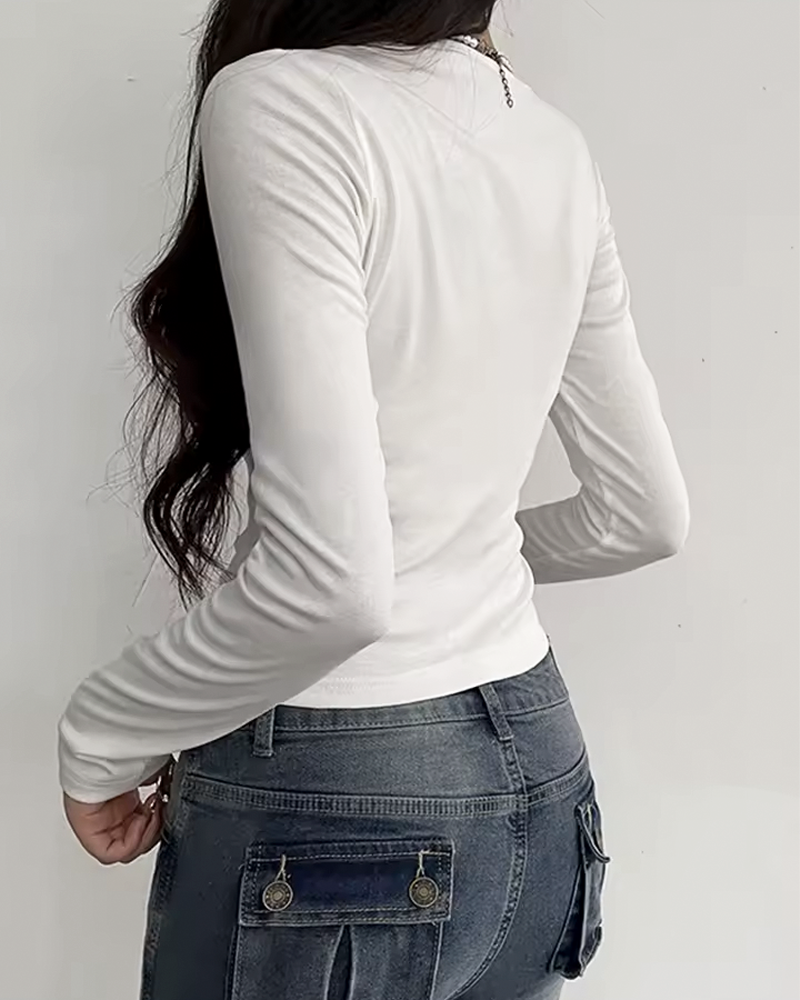 OFFSEAL Y2K White Crop Top Lace Trim