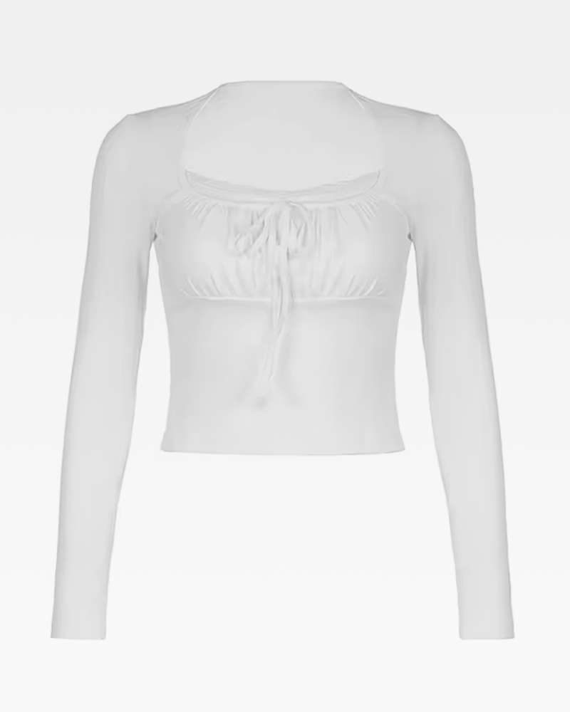 OFFSEAL Y2K White Crop Top Lace Trim